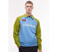 Napapijri - Polo a maniche lunghe blu e verde con logo XL