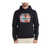 Napapijri, ,Sweatshirts & Hoodies ,Uomo ,Nero ,M Manica Lunga Cotone Nero Bandiera Cappuccio