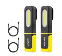 Napatyre Torcia LED Ricaricabile, Super Luminoso Lampada da Lavoro con Base Magnetica e Gancio, 3 Modalità Portatile Lampade di Ispezione per Riparazione Auto/Campeggio/Emergenza (2 Pezzi)