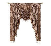 NAPEARL Jabot Tende Volant e Swages Lusso Finestra Volants per soggiorno, Brown Waterfall Volants per finestre (1 pannello, 39 pollici di larghezza)