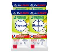 Napisan Salviette Igienizzanti Multisuperfici Fragranza Giardino Fruttato Rimuovono Germi e Batteri Biodegradabili Compostabili Versatili per Pulizia Quotidiana - 4 Confezioni da 50 Salviette