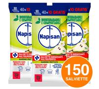 Napisan Salviette Igienizzanti Multisuperfici Giardino Fruttato, Confezione da 8 Pacchi da 50 Salviette Igienizzanti Biodegradabili e Compostabili