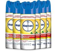 Napisan Spray Disinfettante Milleusi, Disinfettante Spray per Tessuti e Superfici, Fragranza Limone, 6 Spray da 400ml