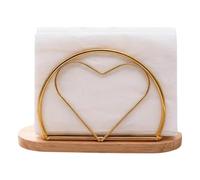 Napkin Holder For Table - Heart Shaped Iron & Rubber Wood Base Dispenser | Aesthetic Modern Rustic Paper Napkin Stand for Kitchen, Dining Room, Cafe, Restaurant & Bar Decor (15,7 cm)