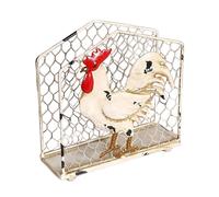 Napkin Holder, Rustic Rooster Decor Box Dispenser, Cocktail Napkin Organizer for Farmhouse Bathroom, Kitchen, Dining Table, Christmas, Guest