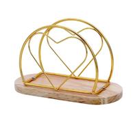 Napkin Holder - Table Tissue Organizer | Iron Frame Wooden Base Decor Stand with Upright Storage Display Accessory for Dining Table Kitchen Counter Shelf Arrangement Holder for Home Apartment