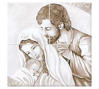 Napolamp Quadro Mosaico di 4 mattonella in Ceramica di cm. 15x15 con Stampa Immagine Sacra 7 Misura Mosaico cm. 30x30