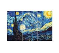 Napolamp Quadro Mosaico di 6 mattonella in Ceramica di cm. 10x10 con Stampa Quadro di Van Gogh. Misura Mosaico cm. 20x30
