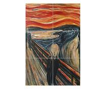 Napolamp Quadro Mosaico di 6 mattonella in Ceramica di cm. 15x15 con Stampa Urlo di Munch. Misura Mosaico cm. 30x45