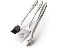 Napoleon Accessori PRO - Set di Attrezzi in Acciaio Inox 3 Pezzi - Premium BBQ Grill Grill Set di Utensili in Acciaio Inox pressofuso, con Pinza, spatola Multifunzione, Pennello da Forno