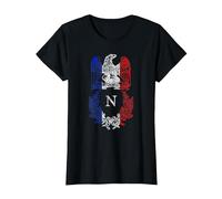 Napoleone Bonaparte Aquila Bandiera Francese Storia della Maglietta, Donna, Nero, 3XL