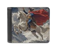 Napoleone Crossing The Alps Riproduzione Portafoglio Bifold Portafoglio in Pelle PU Portafoglio Tasca Sottile Borsa per Donne Uomini Regali, Stile:, Taglia unica
