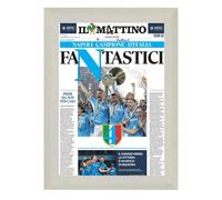 Napoli Campione d'Italia 2024/25 giornale Il Mattino in Cornice bianca cm 35x50