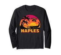 Napoli Florida Alligator Tramonto Retro Travel Maglia a Manica