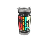Napoli Florida Retro Surfer Beach con palme design Bicchiere termico in acciaio inox doppia parete