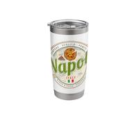 Napoli Italia con Vesuvio e Pizza Vintage Souvenir Bicchiere termico in acciaio inox doppia parete