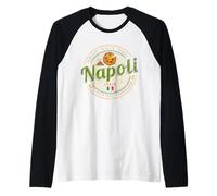 Napoli Italia con Vesuvio e Pizza Vintage Souvenir Maglia con Maniche Raglan