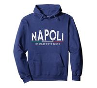 Napoli Italia Coordinate GPS Felpa con Cappuccio, Unisex per Adulti, Navy, L