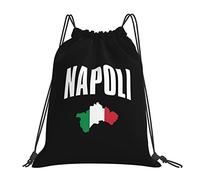 Napoli Italia Zaino con coulisse bandiera italiana Borsa da palestra nera Borsa sportiva Sacca per uomo Donna Bambini