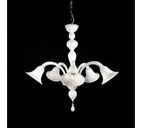 Napoli lampadario in vetro di Murano 5 luci bianco