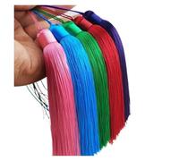 Nappa 4 pezzi da 12 cm di nappe setose morbide con passanti for appendere segnalibri, nappe for realizzare progetti fai da te e decorazioni for la casa(Fluorescent Green)