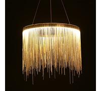 Nappa Rotonda LED Lampada A Sospensione, Moderna Catena Tamburo Lampadario Lusso Decorativo Lampada Da Soffitto Per Soggiorno, Hotel, Camera Da Letto, Sala Da Pranzo,Silver+3 Color Lights-60cm 40W