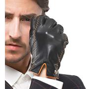 Nappaglo uomini italiano nappa, guanti di pelle touchscreen di pelle calda dei guanti con linee di colpire il colore