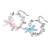Nappe a fiocco con perle finte accento alla moda fiocco nappe per ragazze che mostrano grazia regalo di compleanno, Misura unica, come descritto