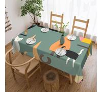 Nappe Chats De L'Art Moderne Du Milieu Du Siècle Nappe De Table Facile D'Entretien Tablecloth Déperlante Nappes Pour Salle À Manger Pique-Niques Dîners 137X183Cm