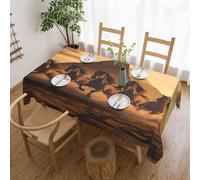Nappe Chevaux Chargeant Vers La Pyramide Au Coucher Du Soleil Dans Le Désert Couverture De Table Anti Tache Nappes Déperlante Nappe De Table Pour Jardin Dîners Salle À Manger 137X183Cm