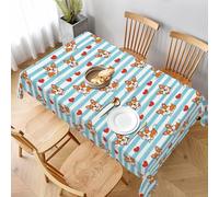 Nappe Chien Mignon Avec Des Cœurs Nappe De Table Rectangle Nappes Déperlante Couverture De Table Pour Fête Jardin Salle À Manger 137X183Cm