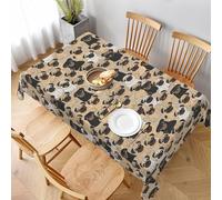 Nappe Chiens Carlins Mignons Nappe De Table Déperlante Couverture De Table Décoration Nappes pour Fête Jardin Salle À Manger 137X183Cm