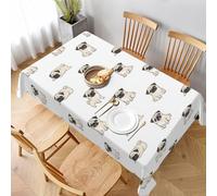 Nappe Chiens Mignons Carlin Couverture De Table Anti Tache Nappes Facile D'Entretien Tablecloth pour Jardin Fête Salle À Manger 137X183Cm