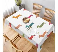 Nappe Chiens Teckels Mignons Couverture De Table Déperlante Nappes Anti Tache Nappe De Table Pour Salle À Manger Fête Jardin 137X183Cm