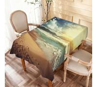 Nappe Coucher De Soleil Sur La Plage Couverture De Table Anti Tache Nappe De Table Facile D'Entretien Nappes pour Salle À Manger Fête Dîners 137X183Cm