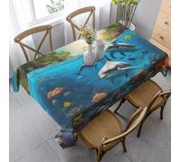 Nappe Dauphin, Tortue De Mer, Requin, Pieuvre, Corail Imprimé Nappes Déperlante Couverture De Table Rectangle Nappes Pour Salle À Manger Fête Jardin 137X183Cm