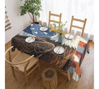 Nappe Drapeau Américain Et Aigle Tablecloth Facile D'Entretien Nappes Rectangle Couverture De Table Pour Fête Salle À Manger Jardin 137X183Cm