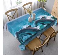 Nappe Impression Dauphin Dans La Mer Nappe De Table Facile D'Entretien Couverture De Table Déperlante Nappes pour Salle À Manger Jardin Fête 137X183Cm