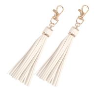 Nappe in Pelle,Tassel Keychain Pendenti Leather, per Decorations Auto Chiave Telefono Handbag Backpack,Artigianali Fai da Te Decor Produzione (Bianco)