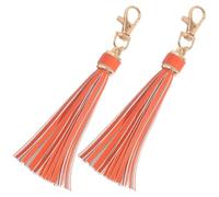 Nappe in Pelle,Tassel Keychain Pendenti Leather, per Decorations Auto Chiave Telefono Handbag Backpack,Artigianali Fai da Te Decor Produzione (Arancione)
