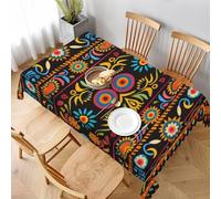 Nappe Mexican Folk Art Boho Printed Nappes Anti Tache Tablecloth Rectangle Nappes Pour Salle À Manger Pique-Niques Fête 137X183CM