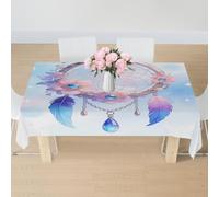 Nappe Modèle D'Attrape-Rêves En Plumes Nappes Rectangle Nappe De Table Facile D'Entretien Couverture De Table Pour Dîners Jardin Salle À Manger 137X183Cm