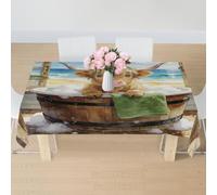 Nappe Motif À Thème De Bétail des Highlands Nappe De Table Rectangle Tablecloth Déperlante Couverture De Table pour Salle À Manger Fête Jardin 137X183Cm