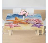 Nappe Motif D'Étoile De Mer Sur La Plage Nappe De Table Déperlante Couverture De Table Rectangle Nappes pour Jardin Fête Dîners 137X183Cm