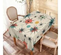 Nappe Motif Rétro Atom Stars Nappe De Table Rectangle Nappes Facile D'Entretien Couverture De Table Pour Jardin Pique-Niques Salle À Manger 137X183Cm