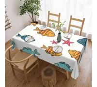 Nappe Poisson De Dessin Animé Nappes Anti Tache Nappe De Table Facile D'Entretien Couverture De Table Pour Jardin Salle À Manger Fête 137X183Cm