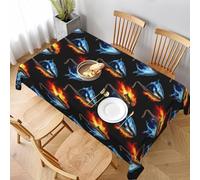 Nappe Saxophone Eau Feu Couverture De Table Déperlante Nappes Anti Tache Nappe De Table Pour Salle À Manger Fête Jardin 137X183Cm