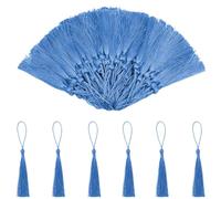 Nappe setose fatte a mano, mini segnalibri decorativi a frange piccole, 100 pezzi per artigianato e creazione di gioielli (13 cm/blu lago)