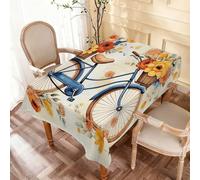 Nappe Vélo Fleuri Nappe De Table Facile D'Entretien Couverture De Table Rectangle Nappes Pour Jardin Fête Salle À Manger 137X183Cm