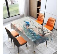 Nappe Vintage Peacock Wild Nature Bird Blue Feathers Nappe De Table Rectangle Tablecloth Anti Tache Nappes Pour Jardin Dîners Fête 137X183CM